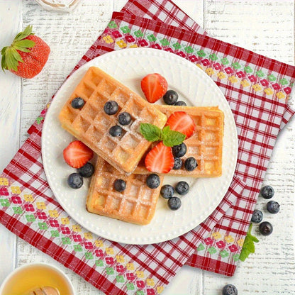 Four-Piece Kitchen Towel Set, 18 x 28 Inches Each with Mixed Plaid, Stripe and Floral-Band Colors