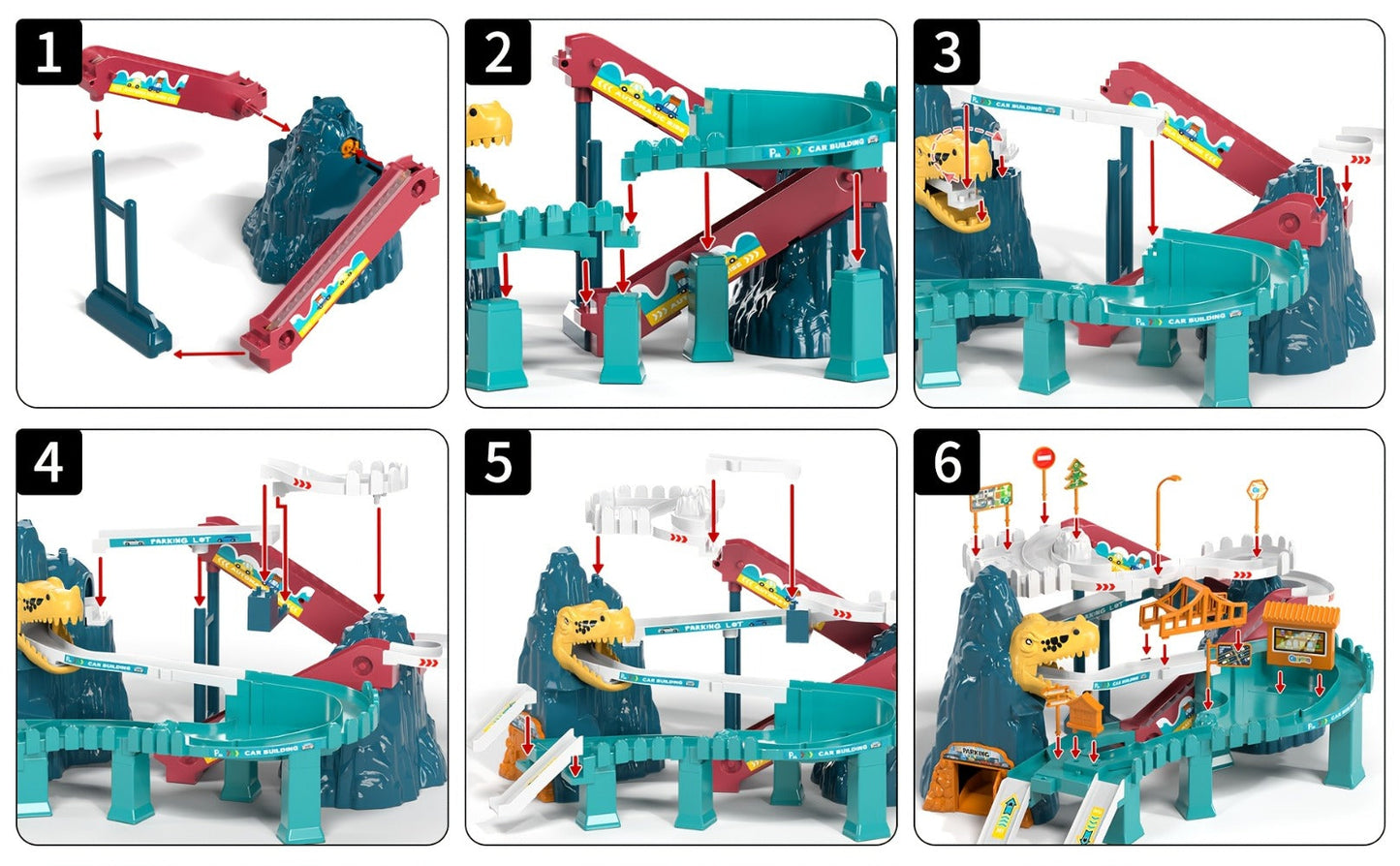 Dinosaur Race Track Toy Set for Kids with 10 Mini Cars & Ramp Launcher with the Listed Color, Size or Set Options for Everyday Use