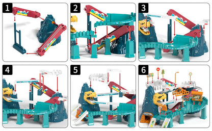 Dinosaur Race Track Toy Set for Kids with 10 Mini Cars & Ramp Launcher with the Listed Color, Size or Set Options for Everyday Use