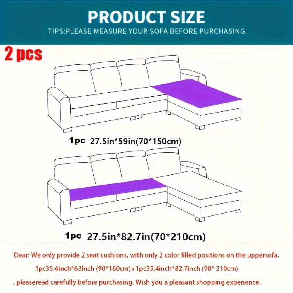 Sofa Cover Two-Piece Corduroy Jacquard Set with 28 x 59 and 28 x 83-Inch Panels in Four Colors