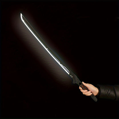 LED Samurai Sword Cyberpunk Glowing Katana 80cm, Acrylic Light-Up Blade for Halloween Costume Party Cosplay Sci-Fi Anime Props
