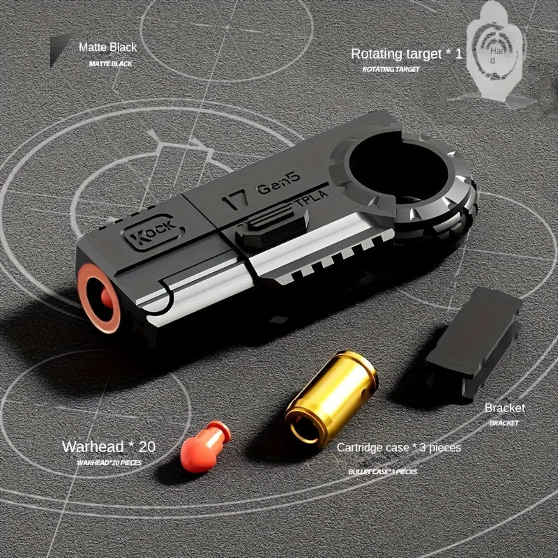 Alloy Finger Pistol Fidget Toy, One-Touch Cartridge Ejecting Stress Desk Toy, Cool EDC Novelty Gift for Adults Men Teens