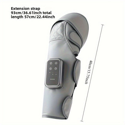 Light Gray Air-Compression Knee Wrap with Three Massage Modes, Three Heat Levels and Extension Strap