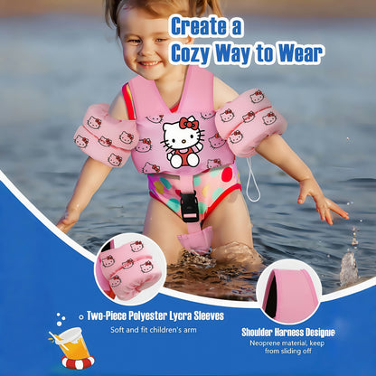 Toddler Swim Float Vest with Adjustable Straps – Sanrio Hello Kitty Pattern Kids Floating Jacket for Beginners Ages 1-9