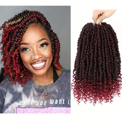 Pre-Looped Passion Twist Crochet Hair 8 Packs Pre-Twisted Curly Ends Bohemian Short Twist Braids