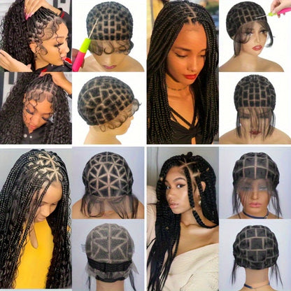 Braided Wig Cap Double Full Lace with Baby Hair Glueless Breathable Adjustable 22 Inch | 81-120 Sections Goddess Box Braid Faux Locs Passion