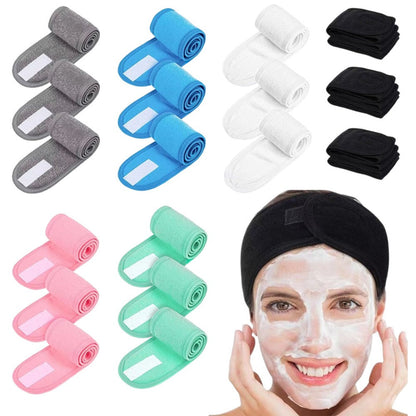 Facial Headbands for Women 9 Pack Soft Flannel Face Wash Headband Set – Adjustable Non-Slip Elastic Skincare Makeup Shower Yoga Spa Hair