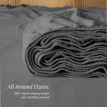 Three-Piece Solid-Color Fitted Sheet Set with Two Pillowcases, Nine Colors and Four Bed Sizes
