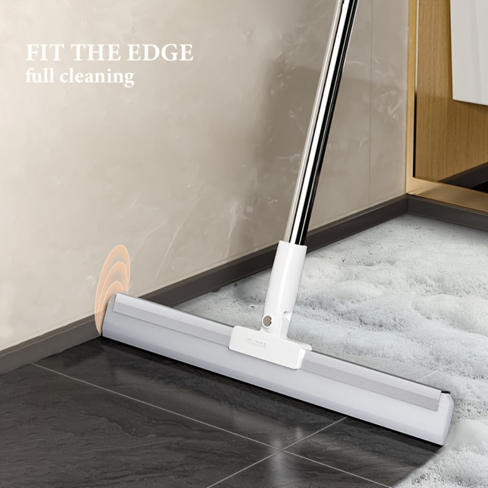 Silicone Squeegee Broom with Detachable Rotatable Head Long Stainless Steel Handle Floor for Entryways, Bedrooms and Living Spaces