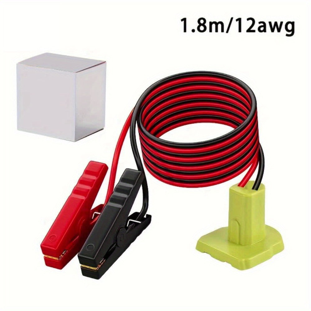 Jumper Cable Clamps Compatible with Ryobi 18V & Dewalt Battery | 5.9ft 12AWG Portable Jump Starter Booster Cables Automotive Battery Jumper
