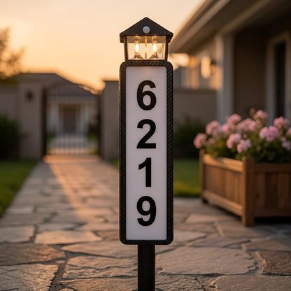 Solar House Number Light Outdoor, LED Address Sign Wall Lamp with Light Sensor, 3 Lighting Modes