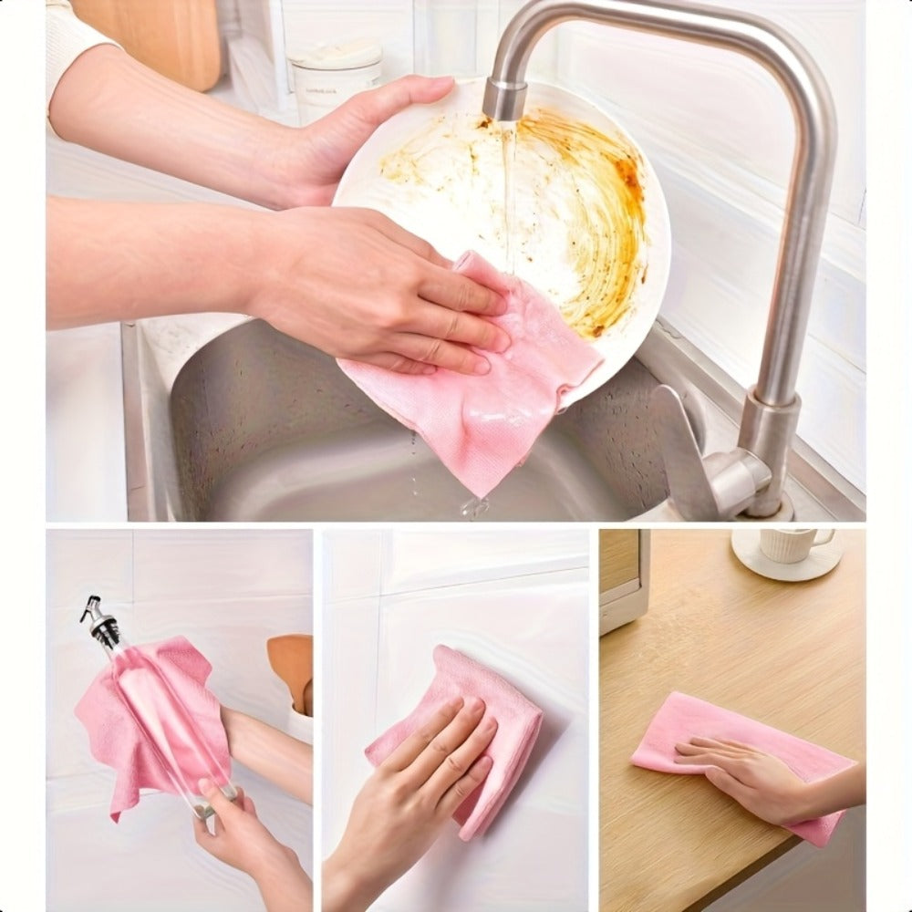 Reusable Microfiber Cleaning Towels 30-Pack, Kitchen Dish Cloth Roll, Absorbent Hand-Torn Disposable Napkins