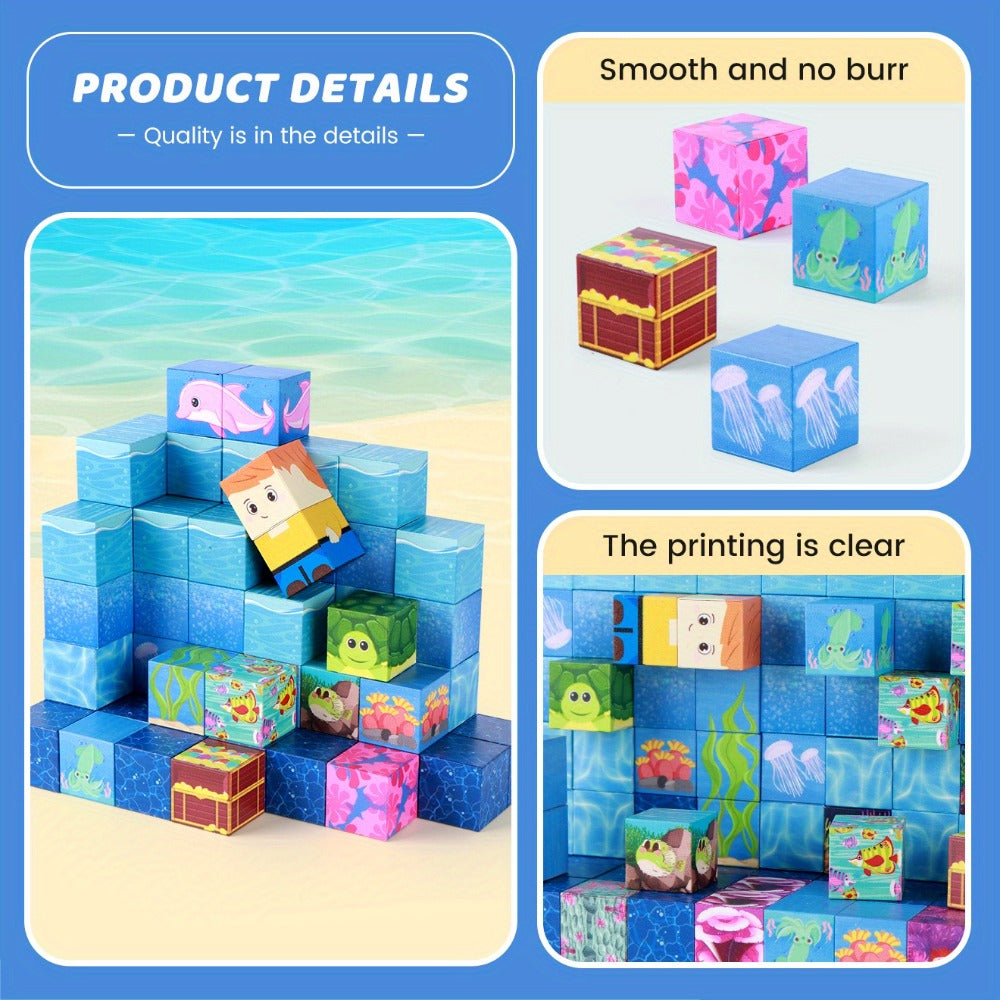 Ocean Adventure Magnetic Building Blocks 54/100pcs with the Listed Color, Size or Set Options for Everyday Use