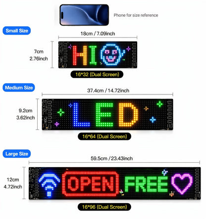 Programmable LED Sign, Flexible Matrix Display with App Control, Custom Text & Animations, Music Sync