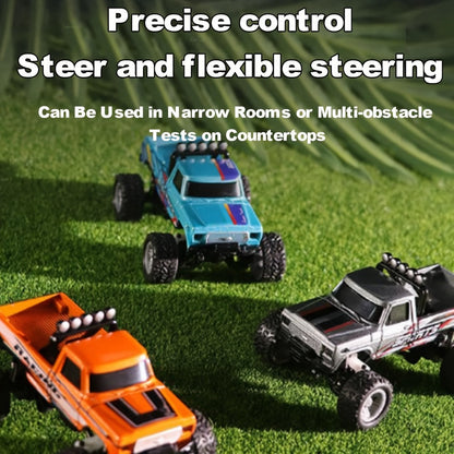 Mini RC Monster Truck 1:64 Scale Alloy Remote Control Car with LED Lights 2.4GHz Speed Steering Adjustable Kids Boys Gift