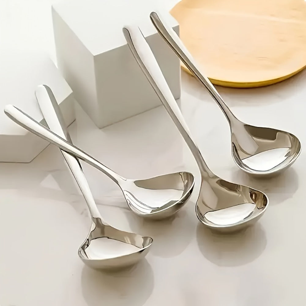 Kitchen Utensils Long-Handle 304 Stainless Steel Soup Spoon Set in 4, 8 or 12 Piece Packs for Serving