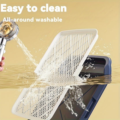 Indoor Dog Potty Tray with Removable Grating – Leak-Proof Puppy Training Toilet, Washable Pee Pad Holder for Apartments