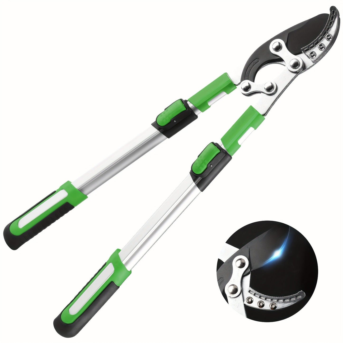 Long Reach Pruning Shears 18-38 Inch Extendable – Non-Stick Steel Blades Cut 2" Branches, Shock-Absorbing Handle