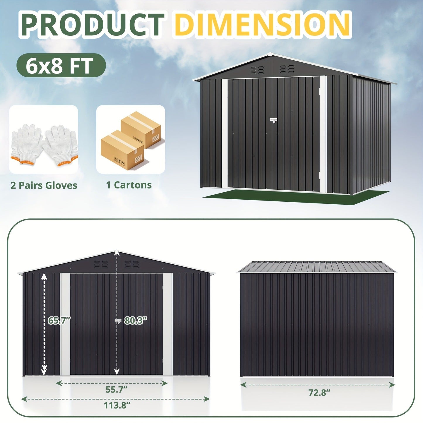 Polycarbonate Greenhouse Kit with Frame, for Garden, Patio and Yard Use, with the Listed Configuration