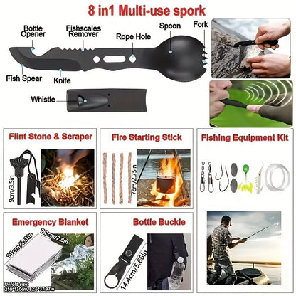 Outdoor Survival Gear Set 11/13/258-Piece – Professional Emergency Kit with Fire Starter & Compass | Multi-Tool Outdoor Equipment