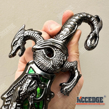 Medieval Fantasy Fixed Blade Knife with Scabbard – 9" Dragon Cosplay Collectible Dagger, 440 Stainless Steel