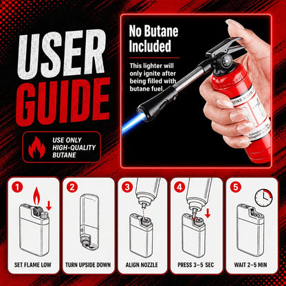 Fire Extinguisher Lighter Refillable Butane Windproof Novelty Lighter Multifunctional Hose for Entryways, Bedrooms and Living Spaces