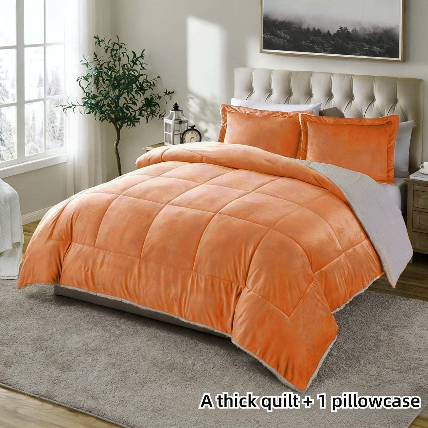 Sherpa Fleece Comforter Set Extra Thick Plush Microfiber Reversible Soft Warm Luxury Bed Blanket Twin XL Full Queen King 10 Colors