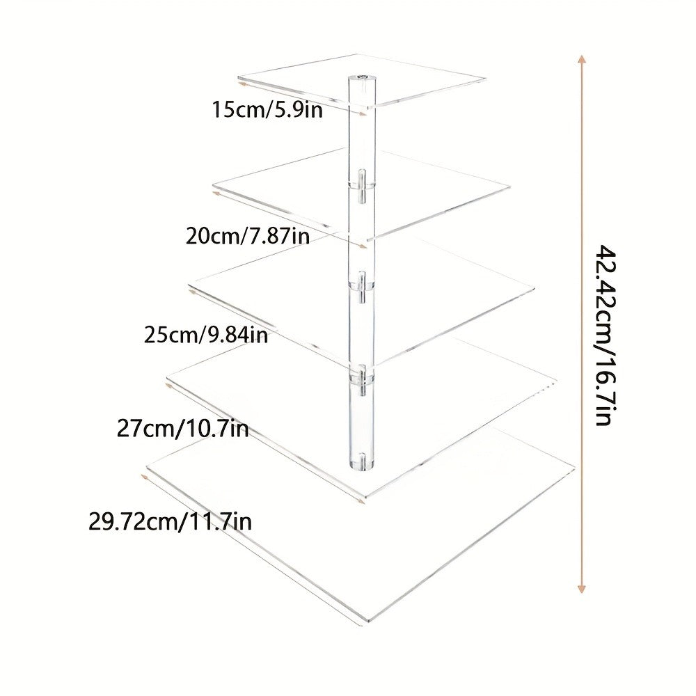 5-Tier Acrylic Cupcake Stand with LED String Lights for Entryways, Bedrooms and Living Spaces