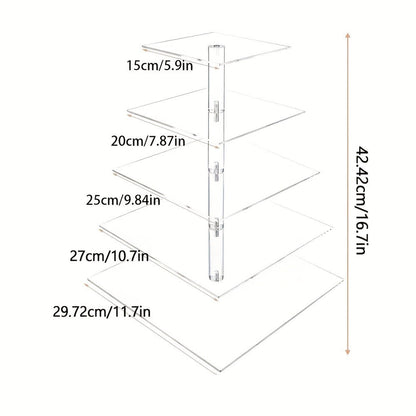 5-Tier Acrylic Cupcake Stand with LED String Lights for Entryways, Bedrooms and Living Spaces