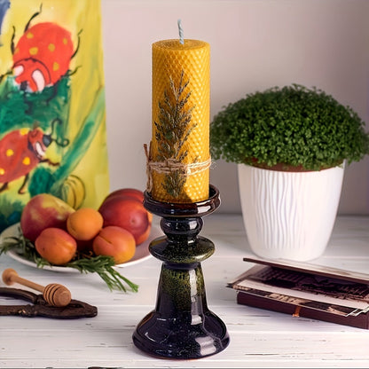 Honeycomb Beeswax Pillar Candles, 10cm by 3.5cm in Yellow, Purple, Red or Blue with Single or Eight-Piece Options