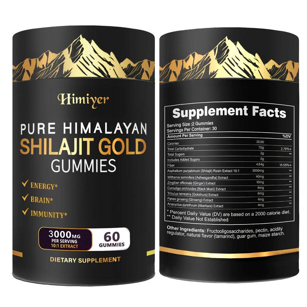 Himalayan Shilajit Golden Gummies with Panax Ginseng Ginger Tribulus 10:1 Extract for Bath Time, Home Spa and Personal Care