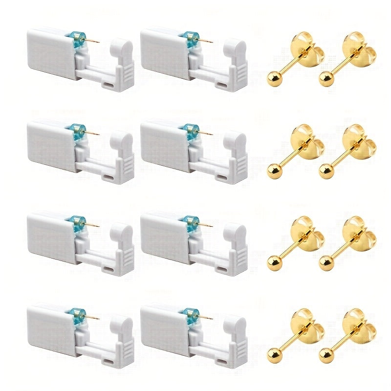Ear Piercing Kit, 8 PCS Disposable Self Piercing Gun with 316 Stainless Steel Earrings for Entryways, Bedrooms and Living Spaces
