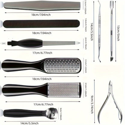 Pedicure Tool Set Stainless Steel Professional Foot Care Kit Dead Skin Callus Remover Nail Cuticle Tools