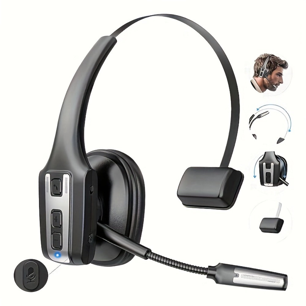 Trucker Bluetooth Headset Single Ear Noise Canceling Wireless Mono Headphone Type-C Charging for an Everyday Personal Care Routine