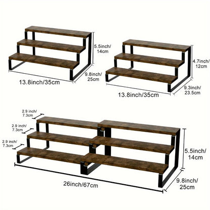 Expandable Spice Rack Organizer 3-Tier 2-Pack, Adjustable 13.8" to 26" Display Riser Stand for Kitchen Cabinet