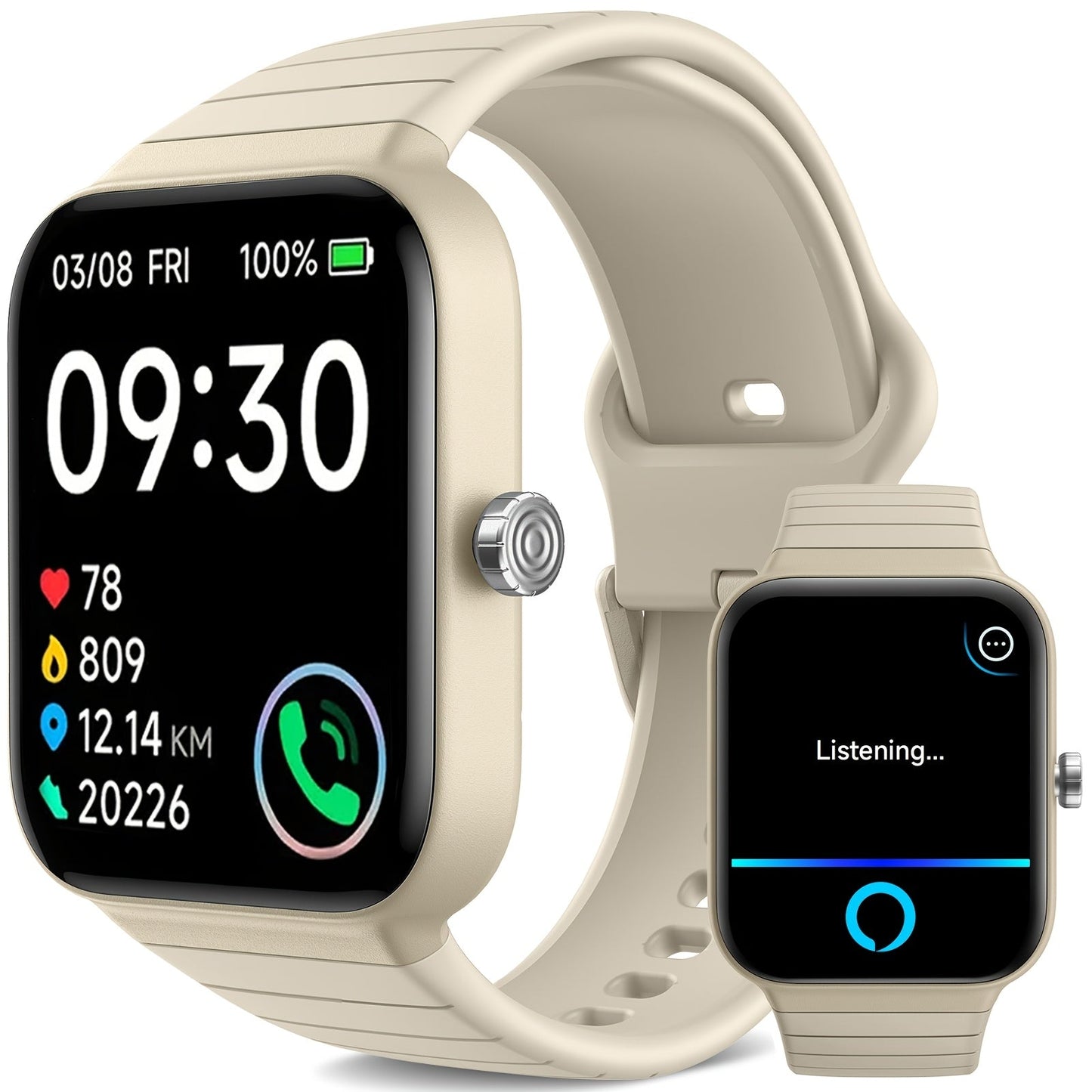 Smartwatch with Alexa Built-in FAWEIO 1.95" Large Display, Wireless Calling, 100+ Sport Modes, Pedometer Heart Rate Sleep Blood