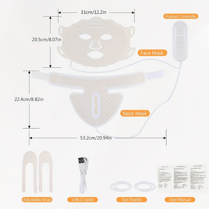 Red Light Therapy Face Mask, 7-in-1 LED Device for Face, Neck & Chest, 95 Beads 650nm & 850nm Dual Wavelength