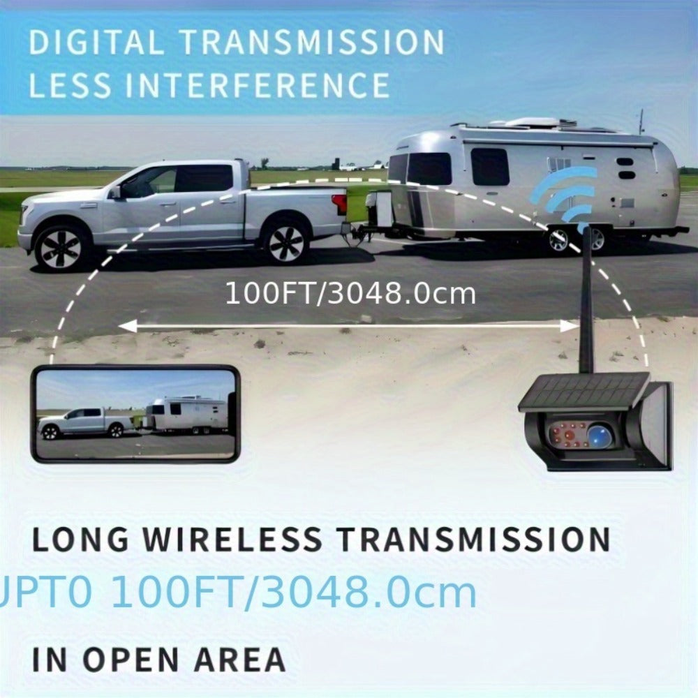 Wireless Backup Camera Solar Powered for Truck RV Trailer – 1080P HD, WiFi Magnetic Mount, Infrared Night Vision, 150° Wide Angle
