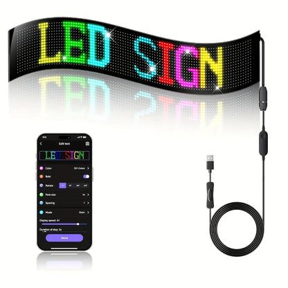 Programmable Flexible LED Matrix Panel Sign, App & Radio Controlled, Dynamic Scrolling Text Pattern & Animation