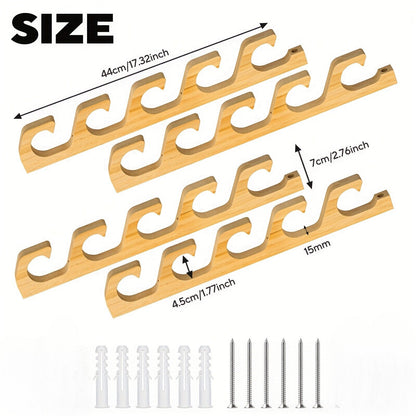 Wall-Mounted Wooden Fishing Rod Rack – 5-Hole Horizontal Rod Holder for Garage, Ceiling & Wall | Solid Wood Fishing Pole Storage Bracket