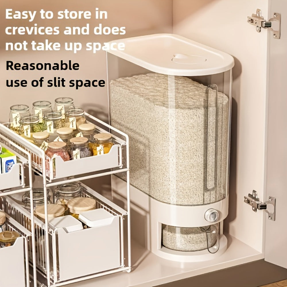 Food Storage Containers PET Rice Bin with Flip-Top Latch, Measuring Cup and 11- or 22-Pound Capacity