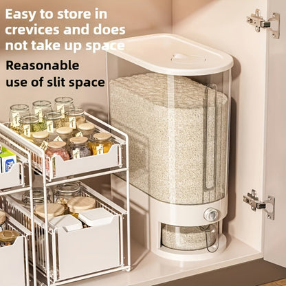 Food Storage Containers PET Rice Bin with Flip-Top Latch, Measuring Cup and 11- or 22-Pound Capacity