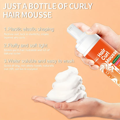 Curl Defining Hair Foam Mousse 200ml Smoothing Styling for Natural Fluffy Elastic Curls, Frizz Control for Wavy Coily Hair