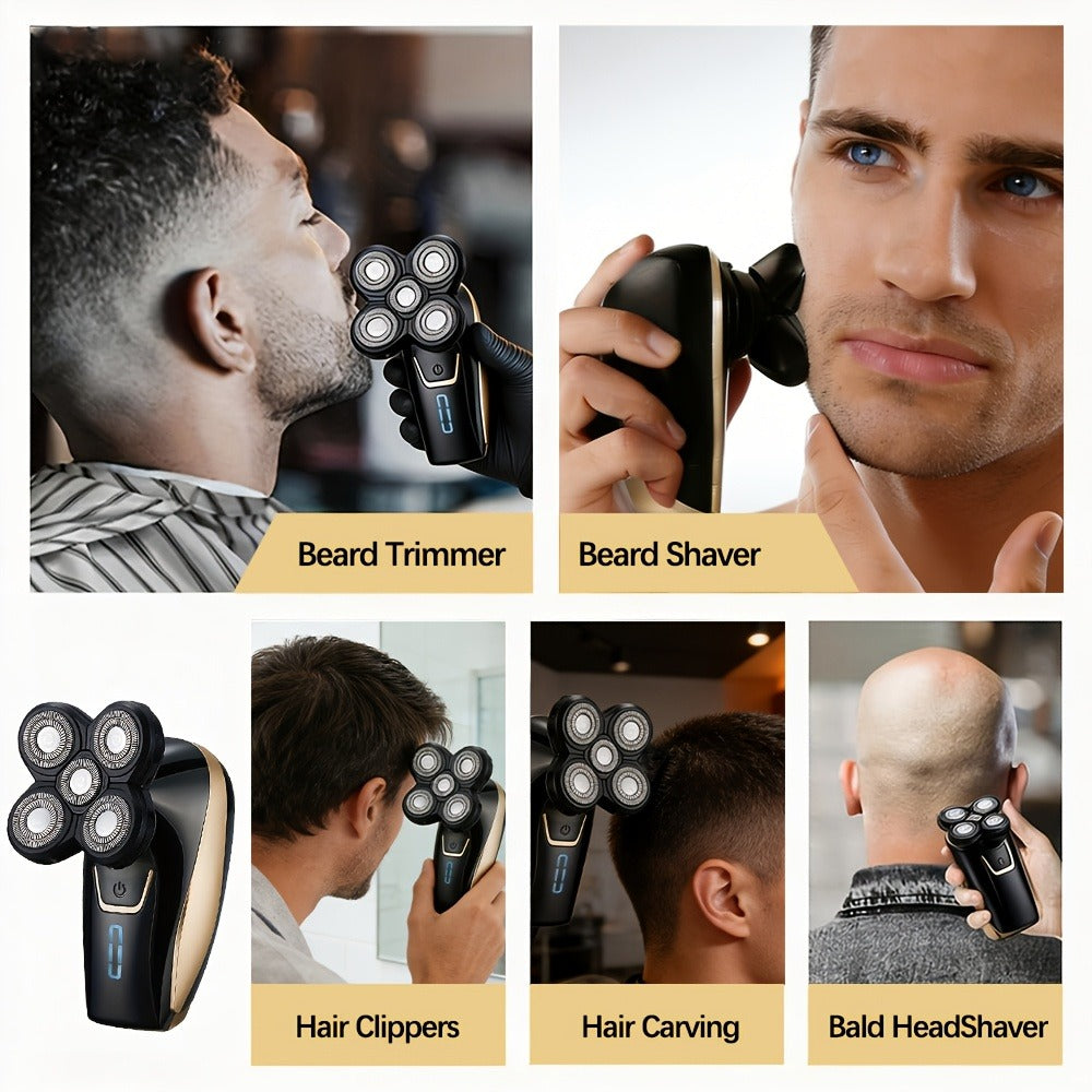 Bald Head Shaver for Men - Rechargeable Electric Razor for Bald Head & Beard Grooming, Multi-Functional Sensitive Skin Shaving Tool