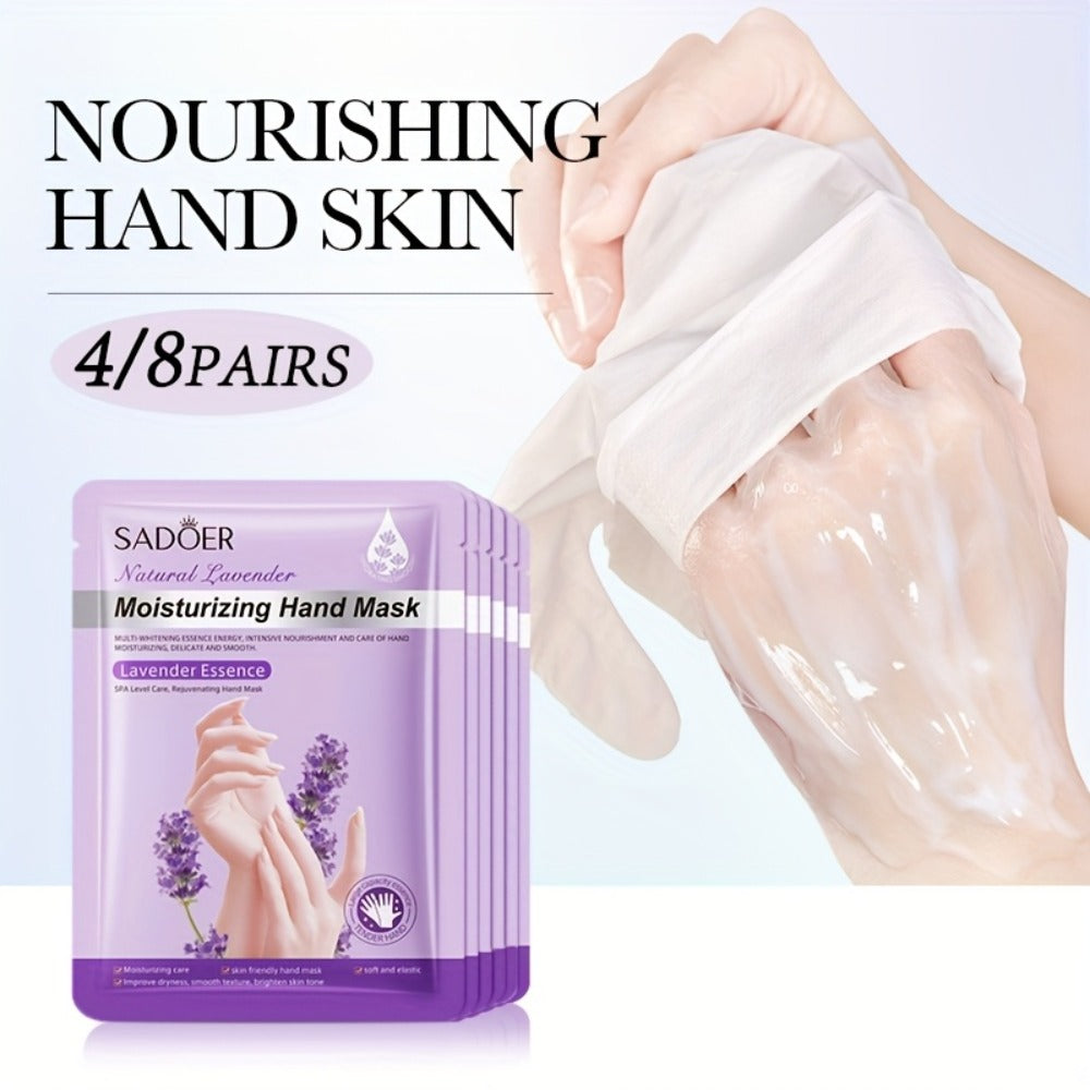 Moisturizing Hand Mask Gloves Glycerin & Lavender 4 & 8 Pairs – Natural Essential Oil Deep Hydrating Hand Spa Treatment