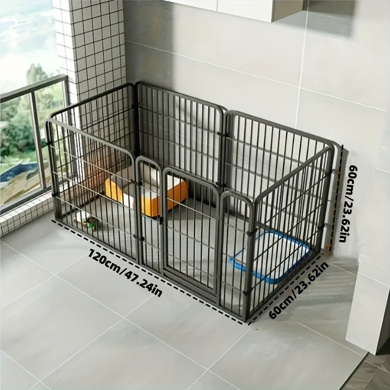 Indoor Dog Playpen Enclosure – Stainless Steel Multi-Functional Pen with Rest, Play & Potty Area | Flexible Shape for Small to Medium Dogs