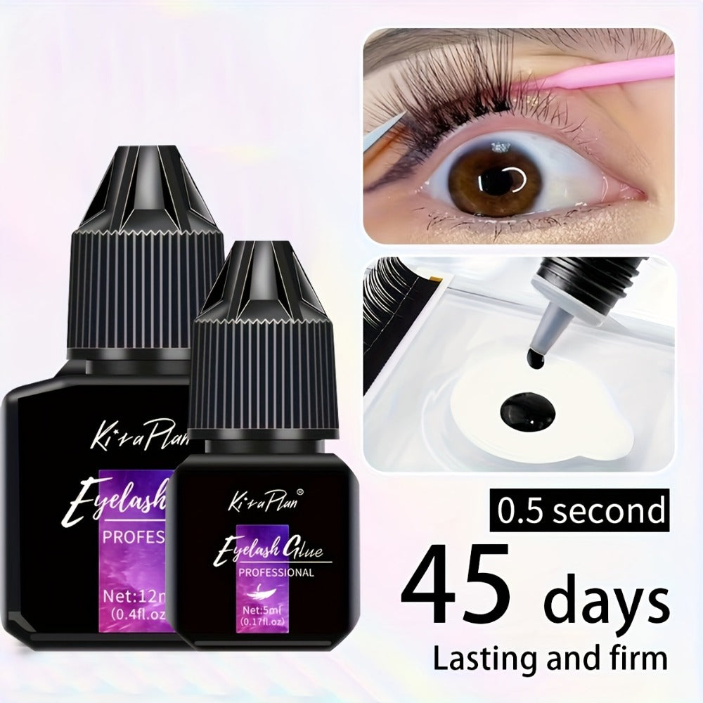 Lash Glue Set, Eyelash Extension Adhesive 6-7 Weeks Retention, Quick Dry DIY Lash Bond for Individual &