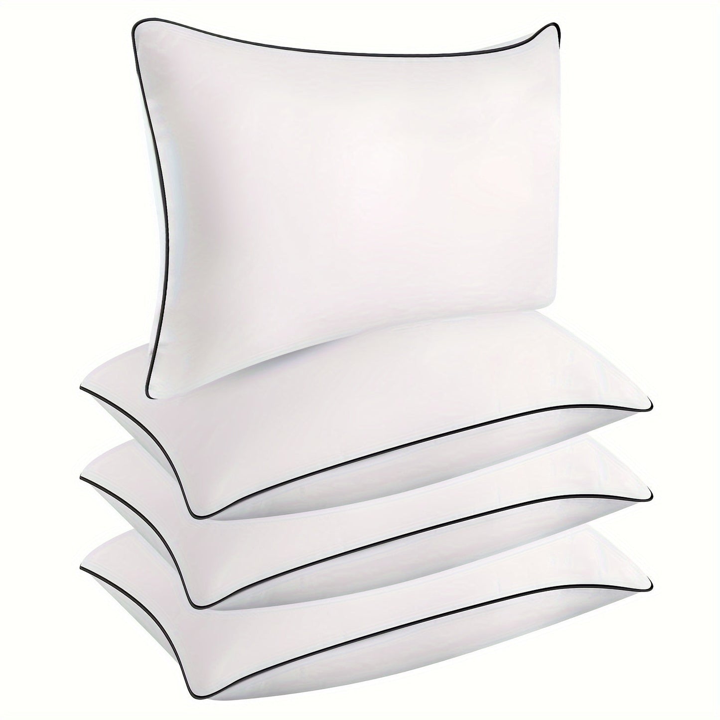 Hotel Quality Sleep Pillows Firm Support Cool-to-Touch Fiber Fill 2/4 Pack – Back Stomach Side Sleeper Pillow Set Soft Breathable Bed