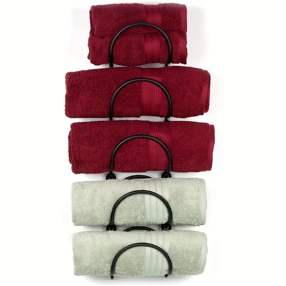 Wall Mounted Towel Rack with Hooks 6pcs Iron Hanging Rack Set Multi-Layer Wall Storage Organizer for Bathroom, Bedroom & Kitchen