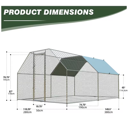 Metal Chicken Run Walk-in Poultry Enclosure with UV Protection - Dome Flat & Spire Roof Styles